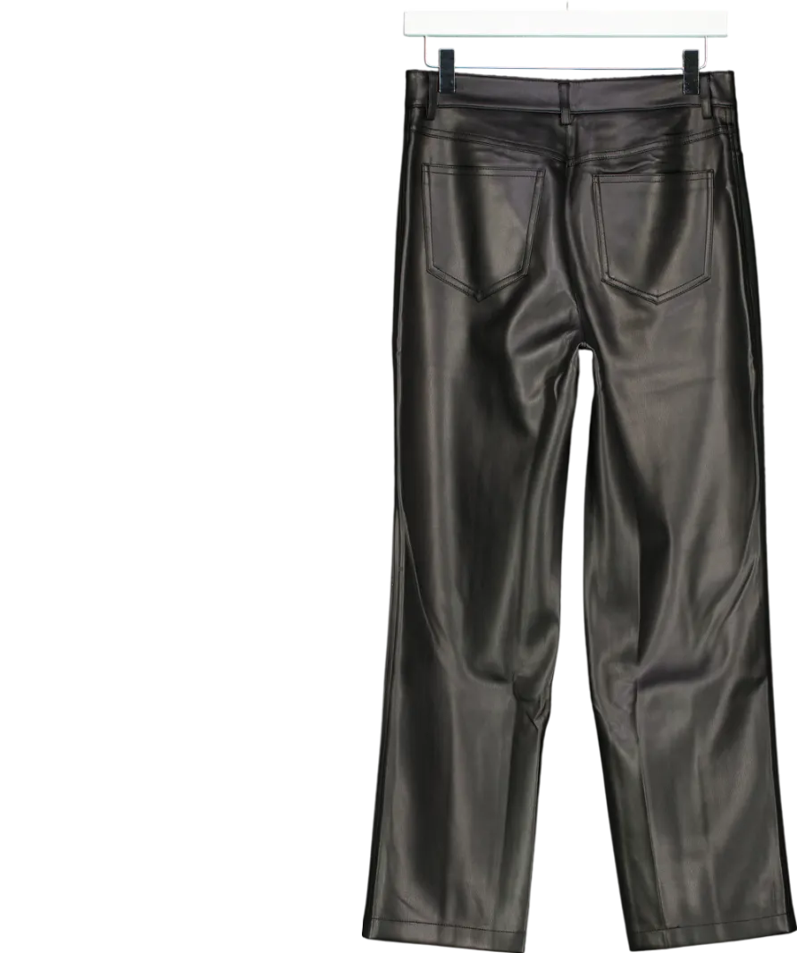 MANGO Black Leather Effect Trousers UK 8