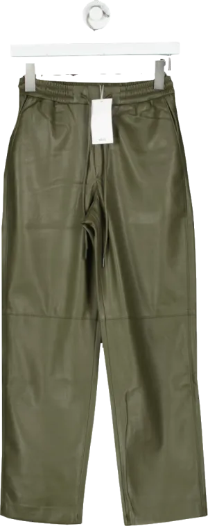 MANGO Green FAUX leather  Trousers BNWT UK XXS