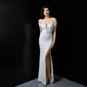 Marzia Formal Stylish Sequined Slit Dress