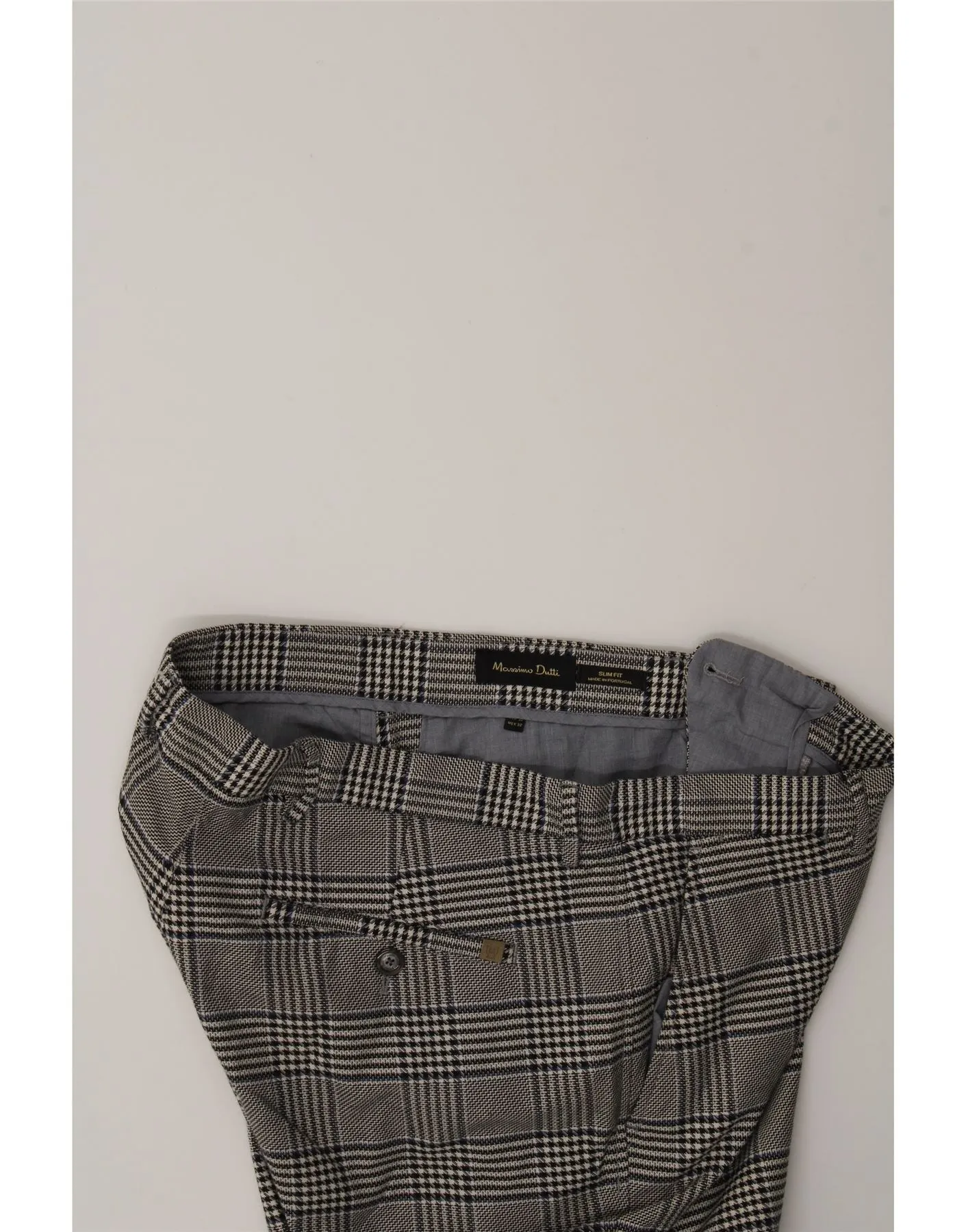 MASSIMO DUTTI Womens Casual Trousers EU 42 Large W32 L33 Grey Houndstooth