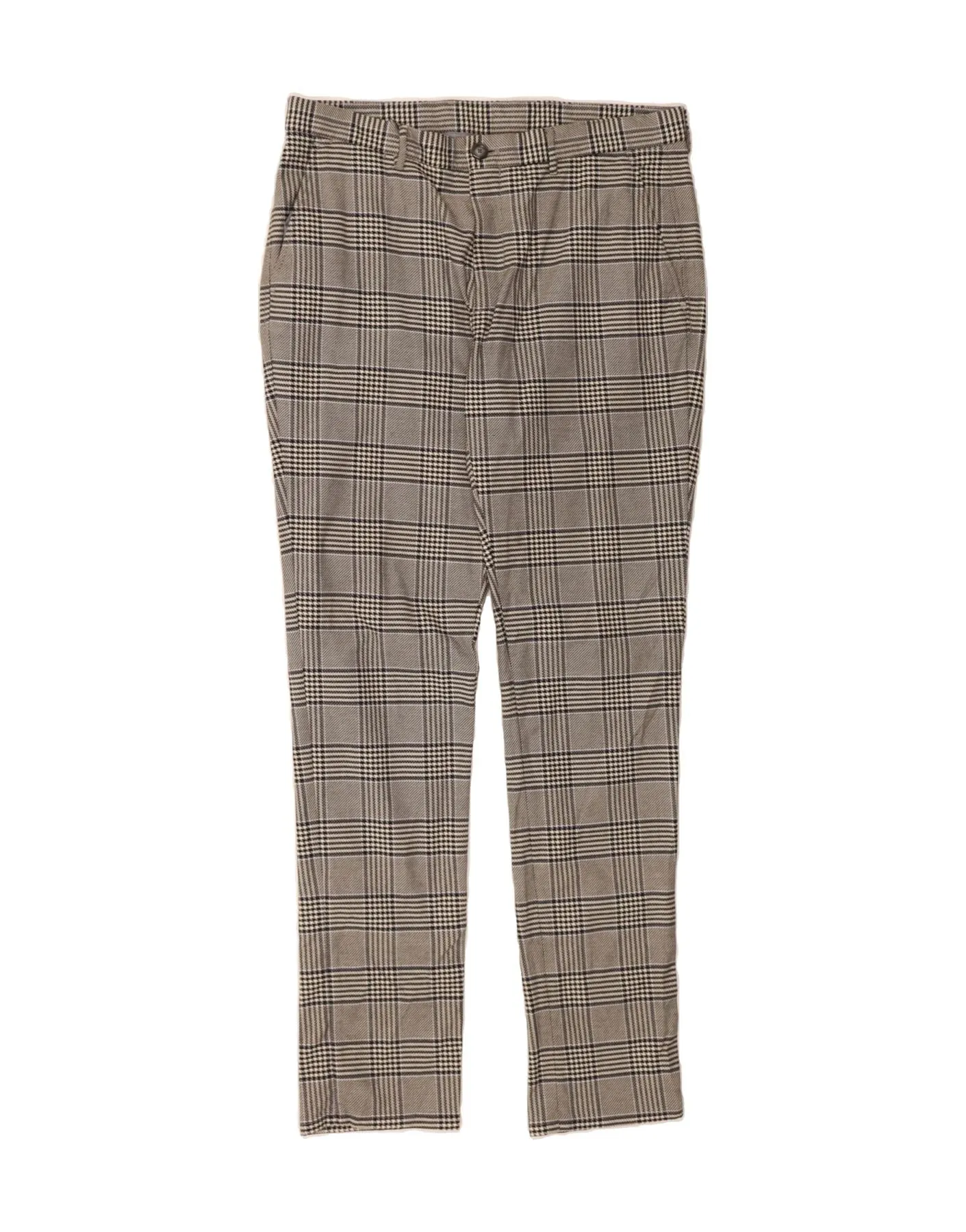 MASSIMO DUTTI Womens Casual Trousers EU 42 Large W32 L33 Grey Houndstooth