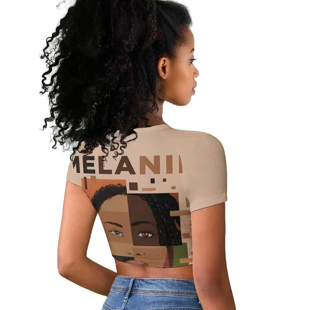 Melanin Every Shade Slays Raglan Cropped T shirt Afro Women DT03