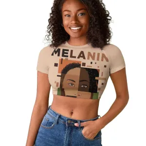 Melanin Every Shade Slays Raglan Cropped T shirt Afro Women DT03