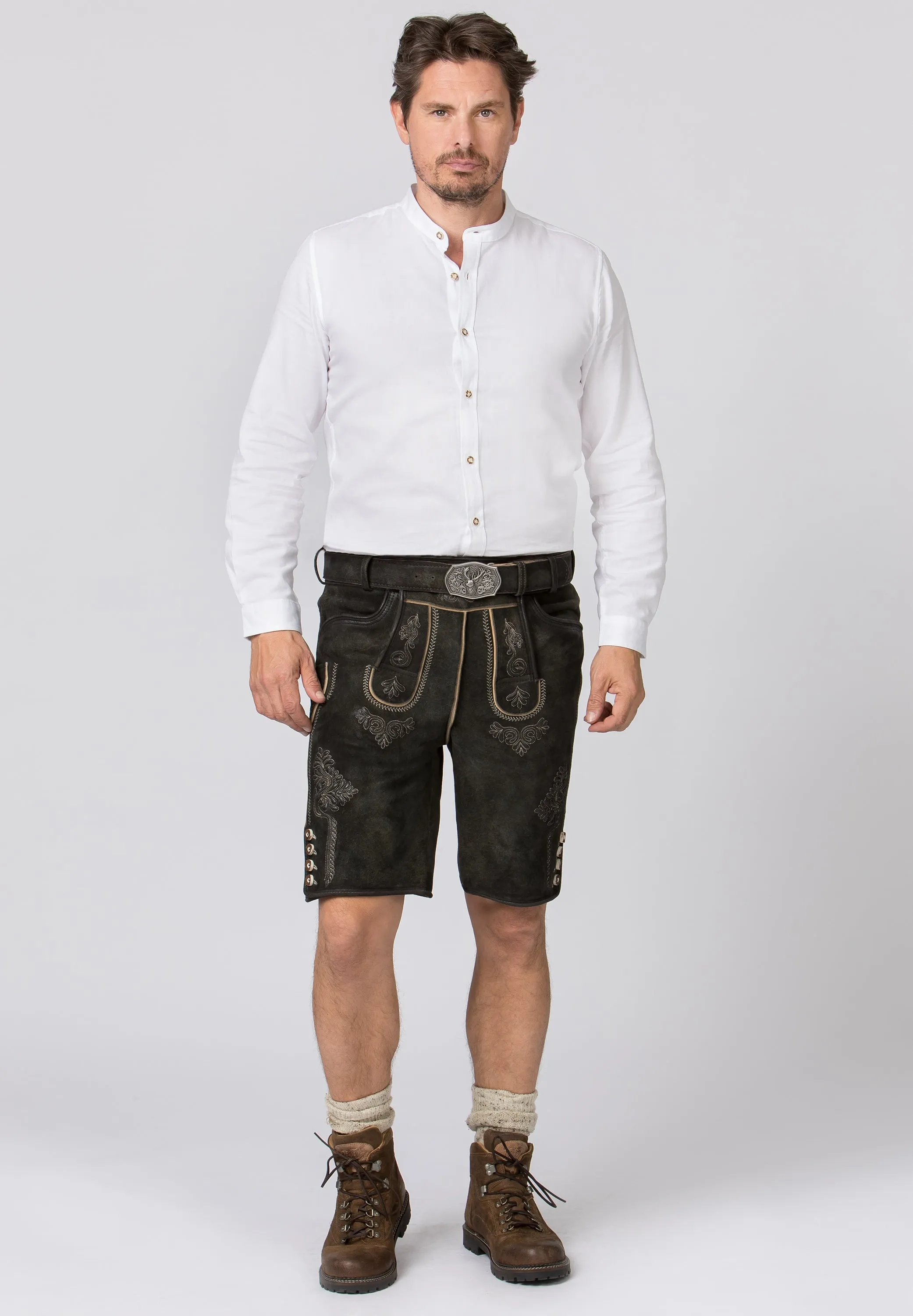 Men's Lederhosen "Bertl" Stone with Belt (closeout) 52