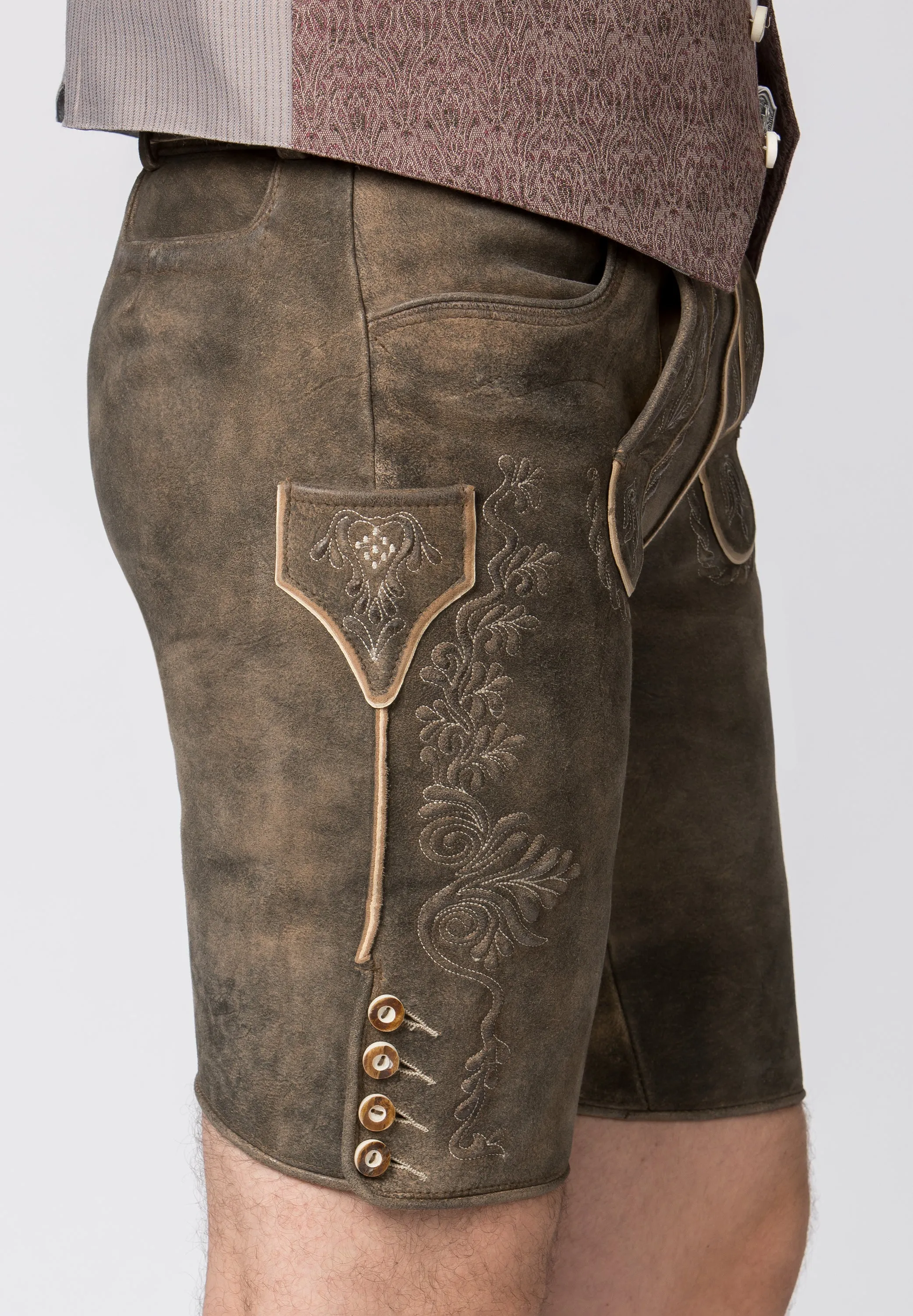 Men's Lederhosen "Oliver" with Belt Pebble Speckled (52) closeout