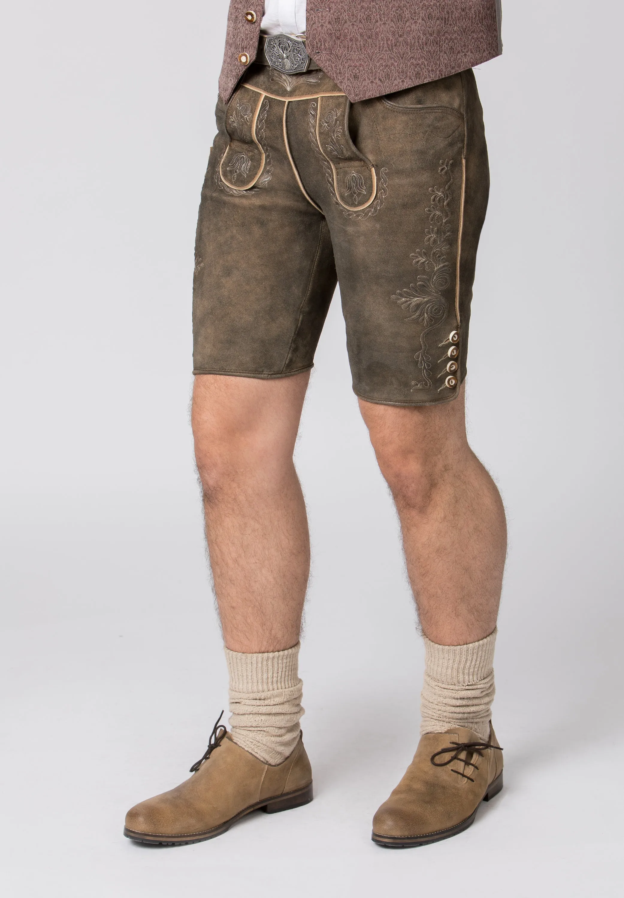 Men's Lederhosen "Oliver" with Belt Pebble Speckled (52) closeout