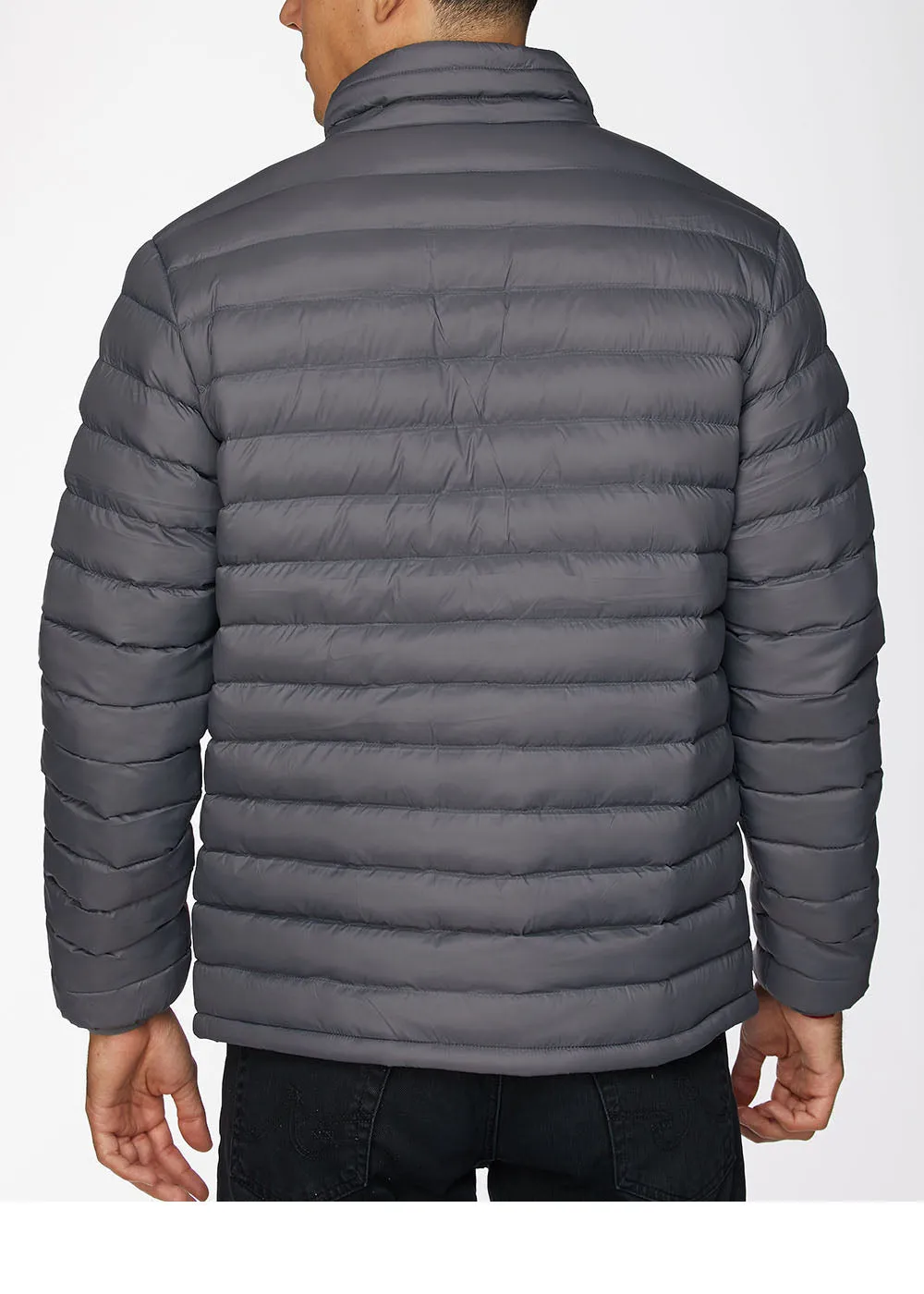 Men's Nylon Quilted Puffer Jacket-NJ640-Charcoal