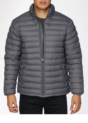 Men's Nylon Quilted Puffer Jacket-NJ640-Charcoal