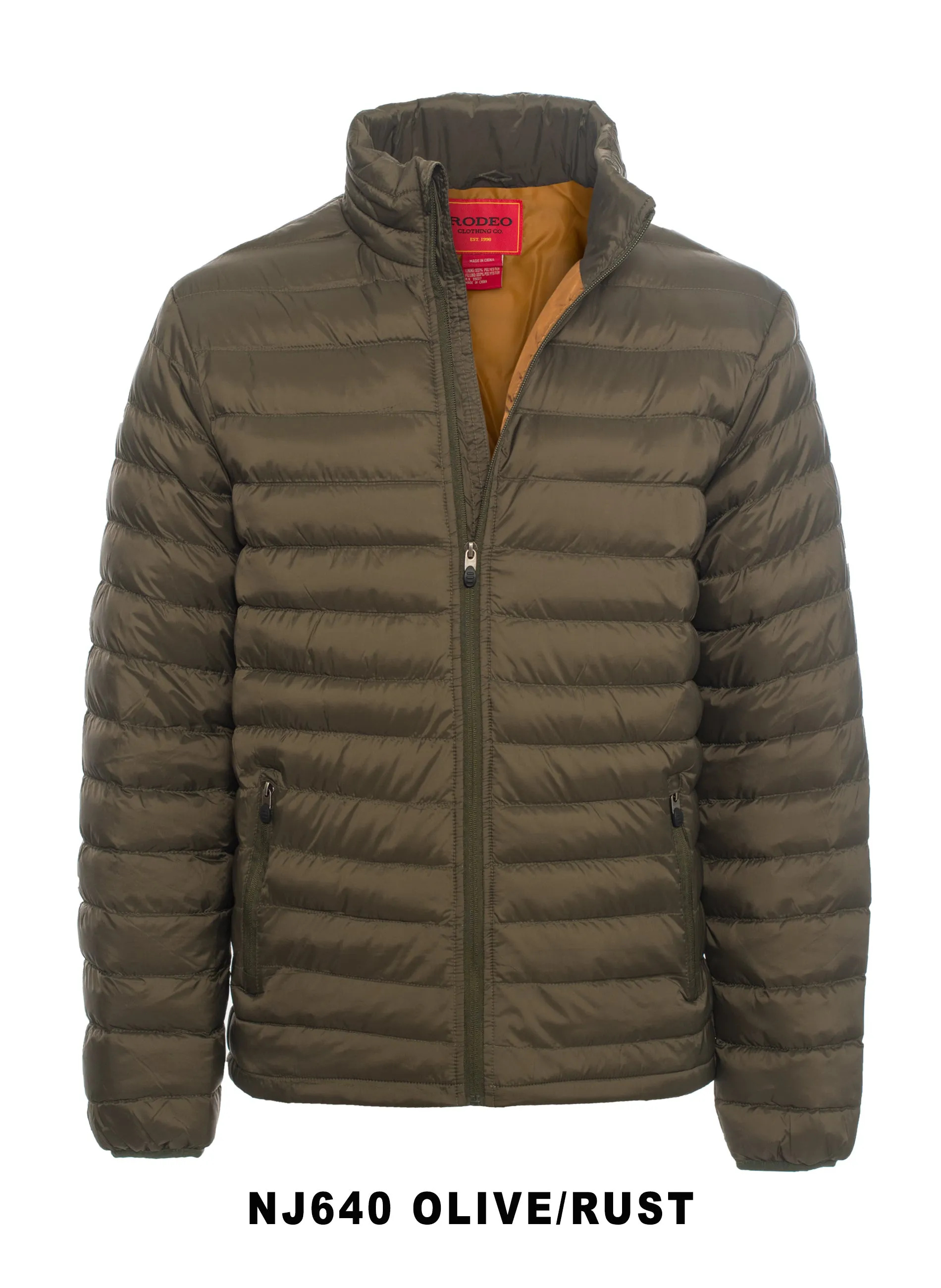 Men's Nylon Quilted Puffer Jacket-NJ640-Olive