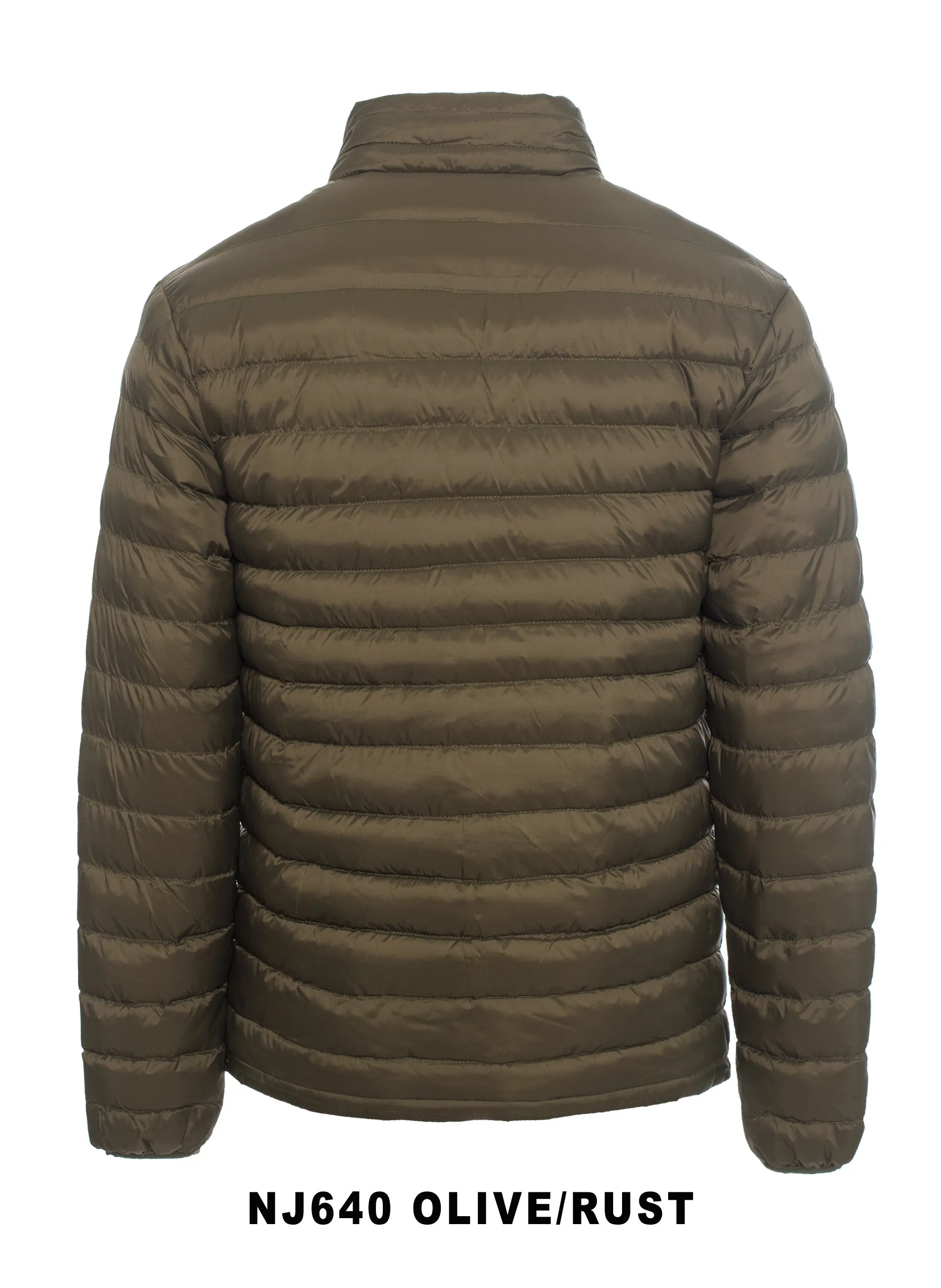 Men's Nylon Quilted Puffer Jacket-NJ640-Olive