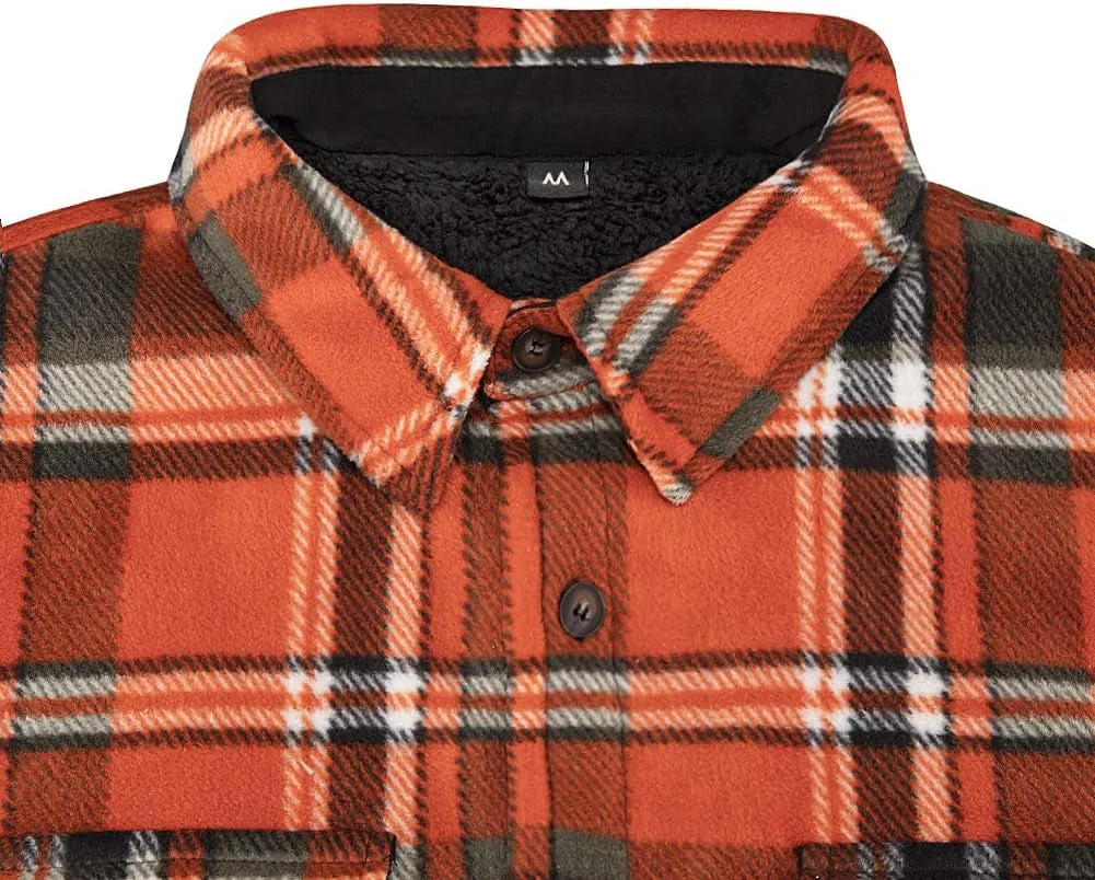 Men's Warm Sherpa Lined Fleece Plaid Flannel Shirt Jacket – Ultimate Winter Comfort and Style
