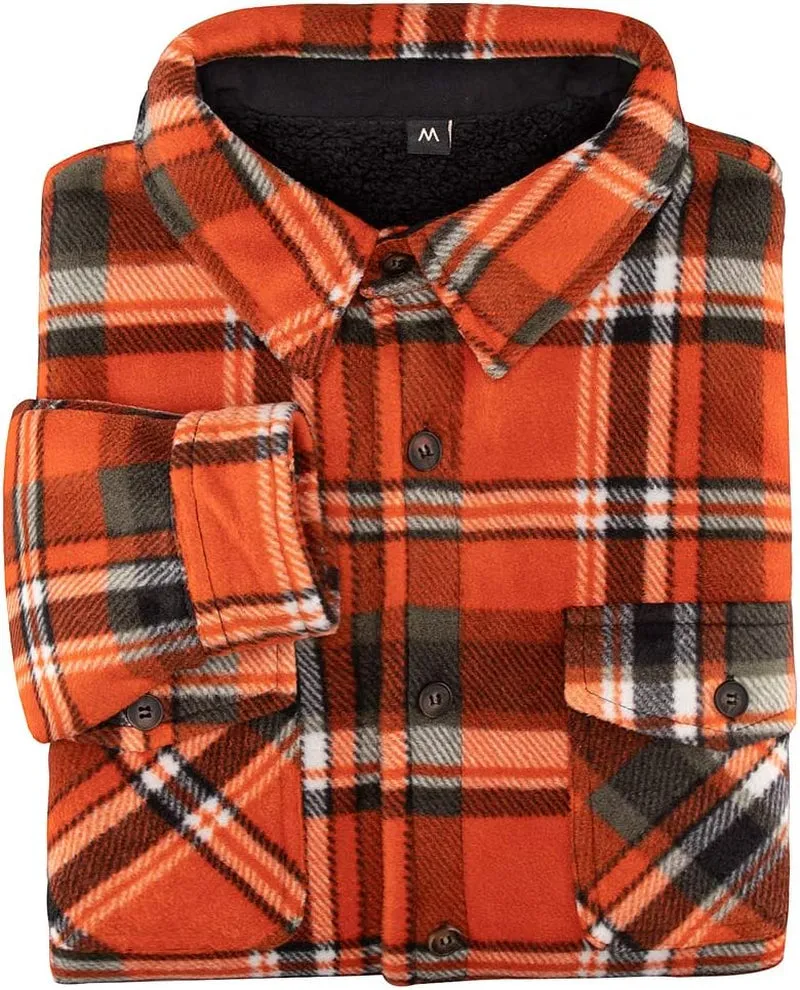 Men's Warm Sherpa Lined Fleece Plaid Flannel Shirt Jacket – Ultimate Winter Comfort and Style