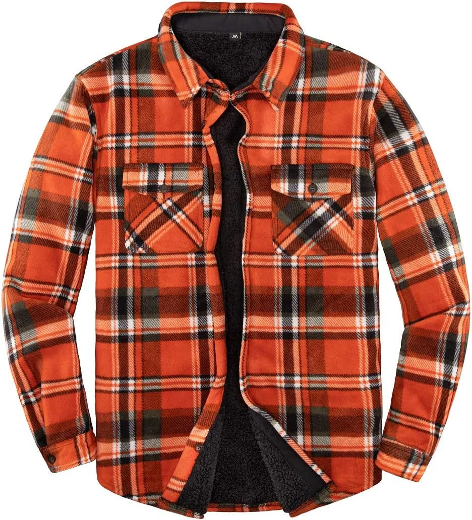 Men's Warm Sherpa Lined Fleece Plaid Flannel Shirt Jacket – Ultimate Winter Comfort and Style
