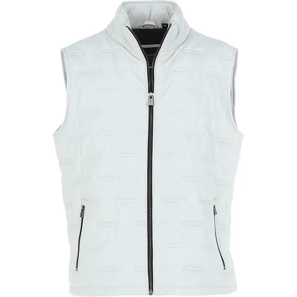 Men's White Quilted Leather Vest