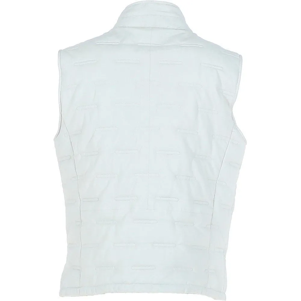 Men's White Quilted Leather Vest