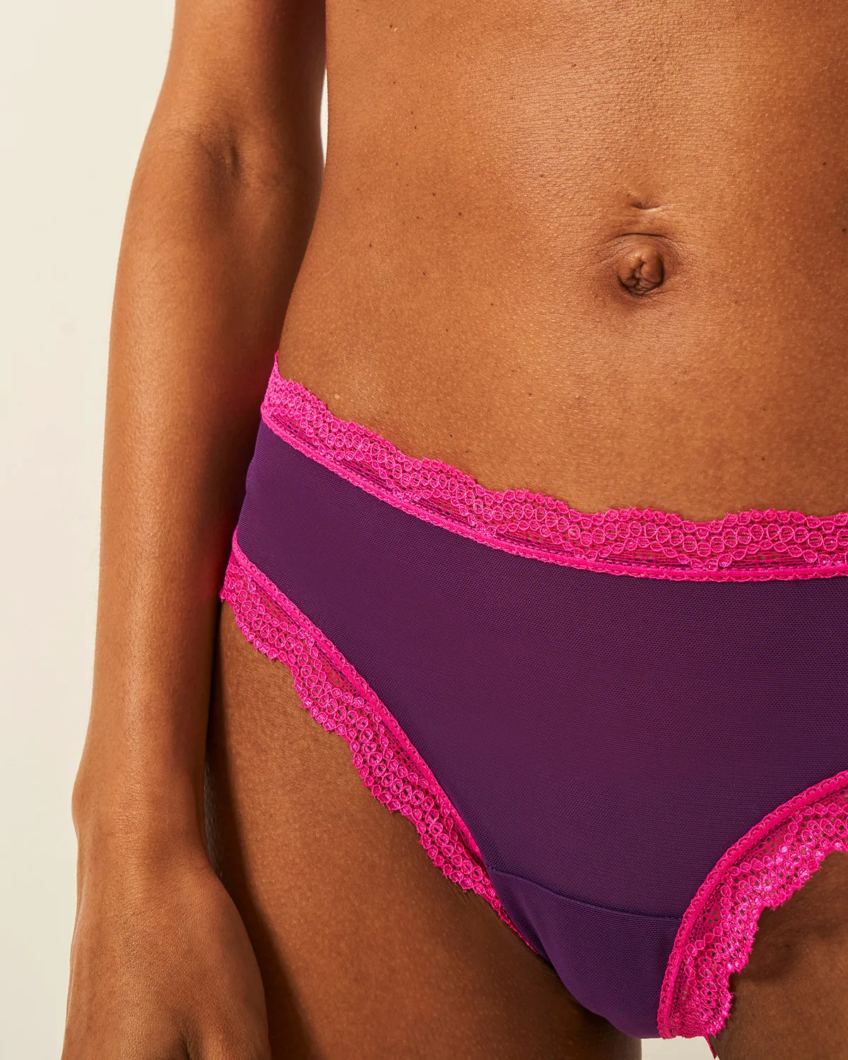 Mesh Brazilian Knicker Four Pack - Purple & Raspberry