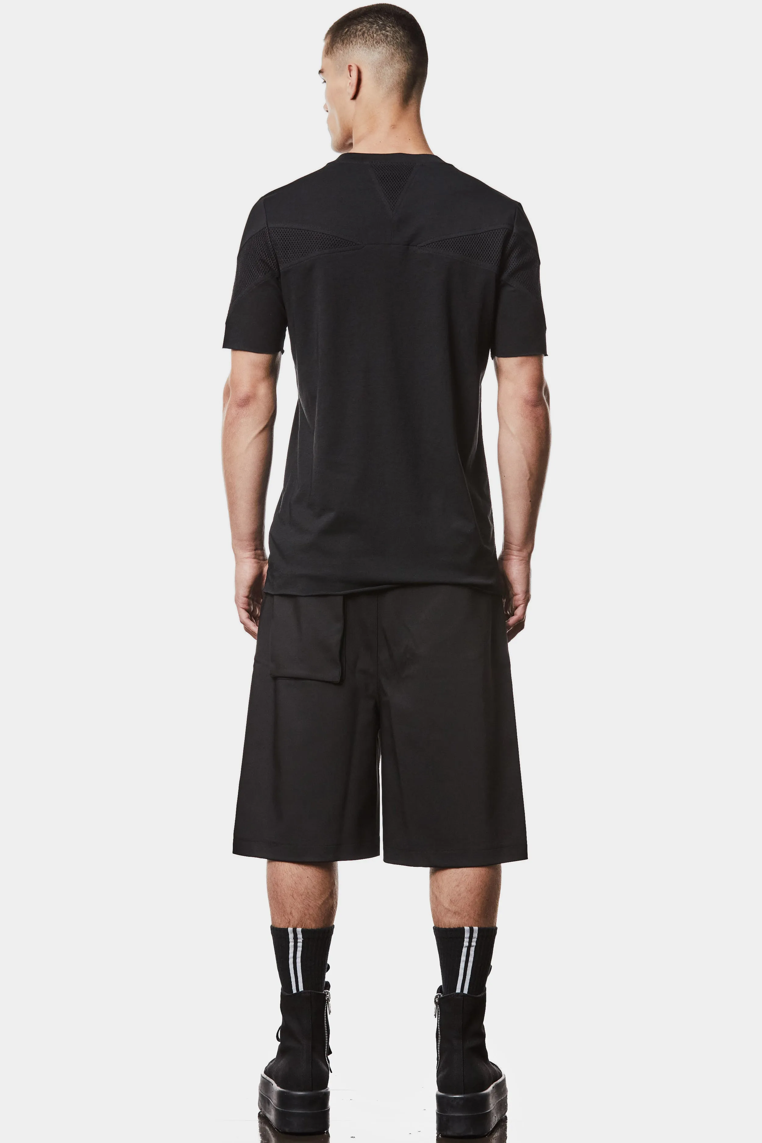 Mesh insert cotton t-shirt