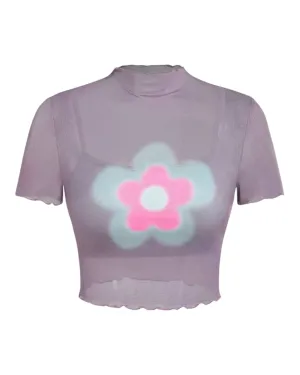 Mesh Purple T-shirt with Grey Under-Singlet