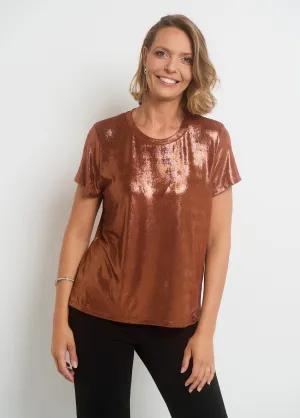 Metallic short-sleeved T-shirt