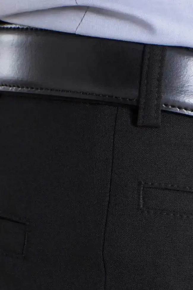 Meyer Men's Trousers Roma Fine Gabardine Wool Mix Black