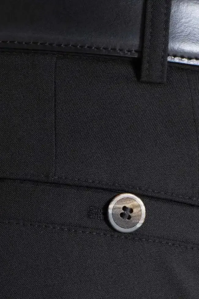 Meyer Men's Trousers Roma Fine Gabardine Wool Mix Black