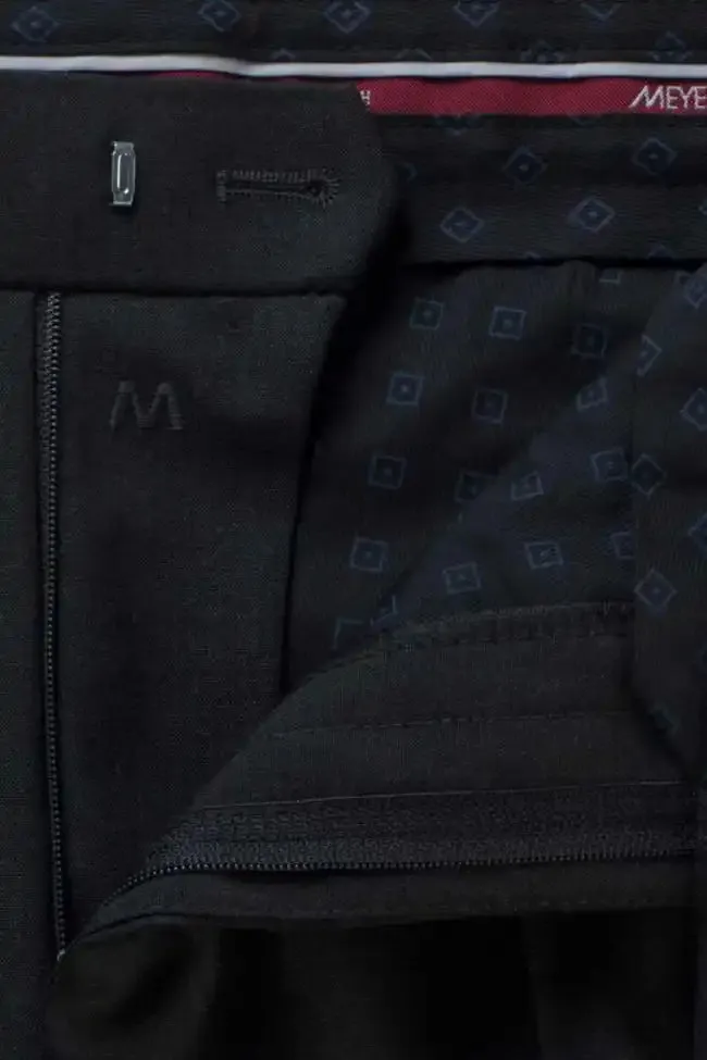 Meyer Men's Trousers Roma Fine Gabardine Wool Mix Black