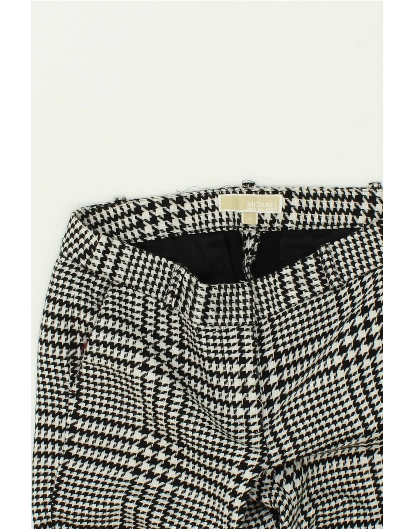 MICHAEL KORS Womens Slim Casual Trousers US 2 XS W25 L28 Black Houndstooth