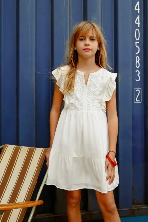 MINI FLARE DRESS WITH LACE YOKE