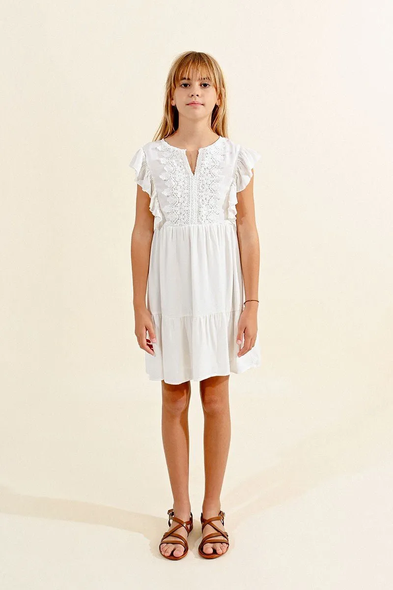 MINI FLARE DRESS WITH LACE YOKE