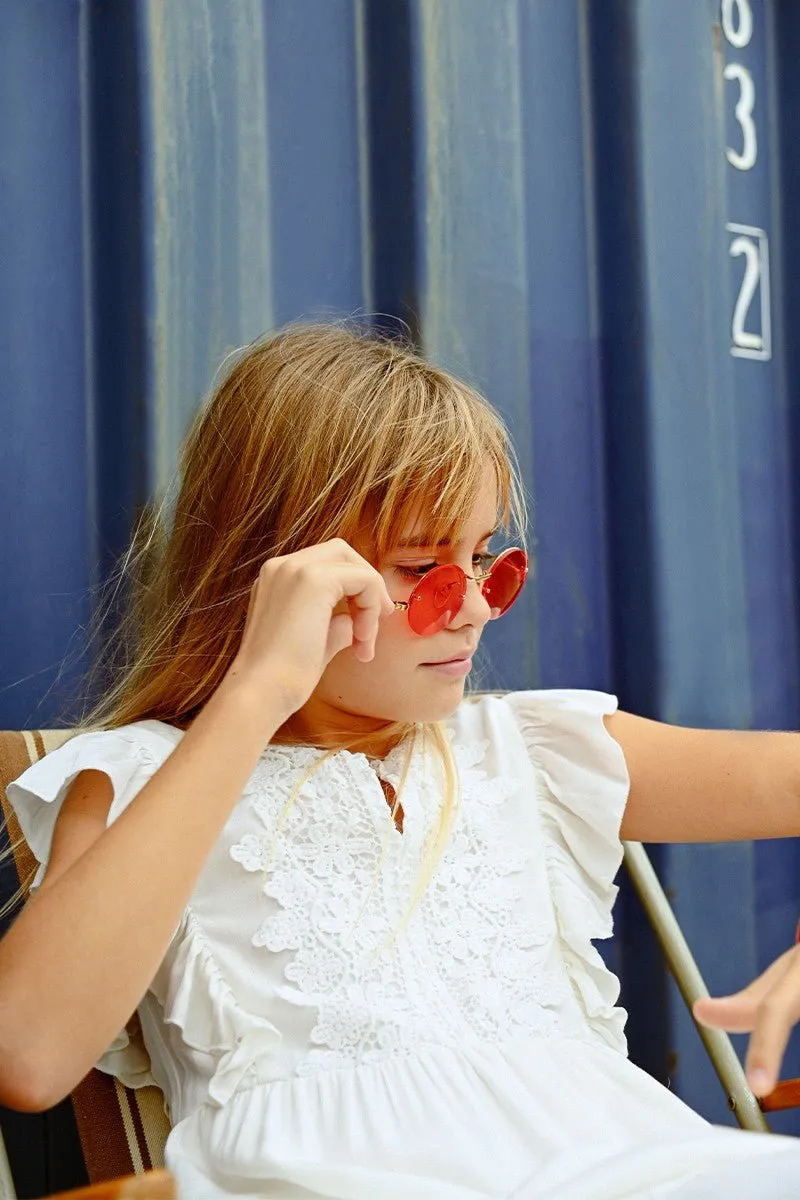 MINI FLARE DRESS WITH LACE YOKE