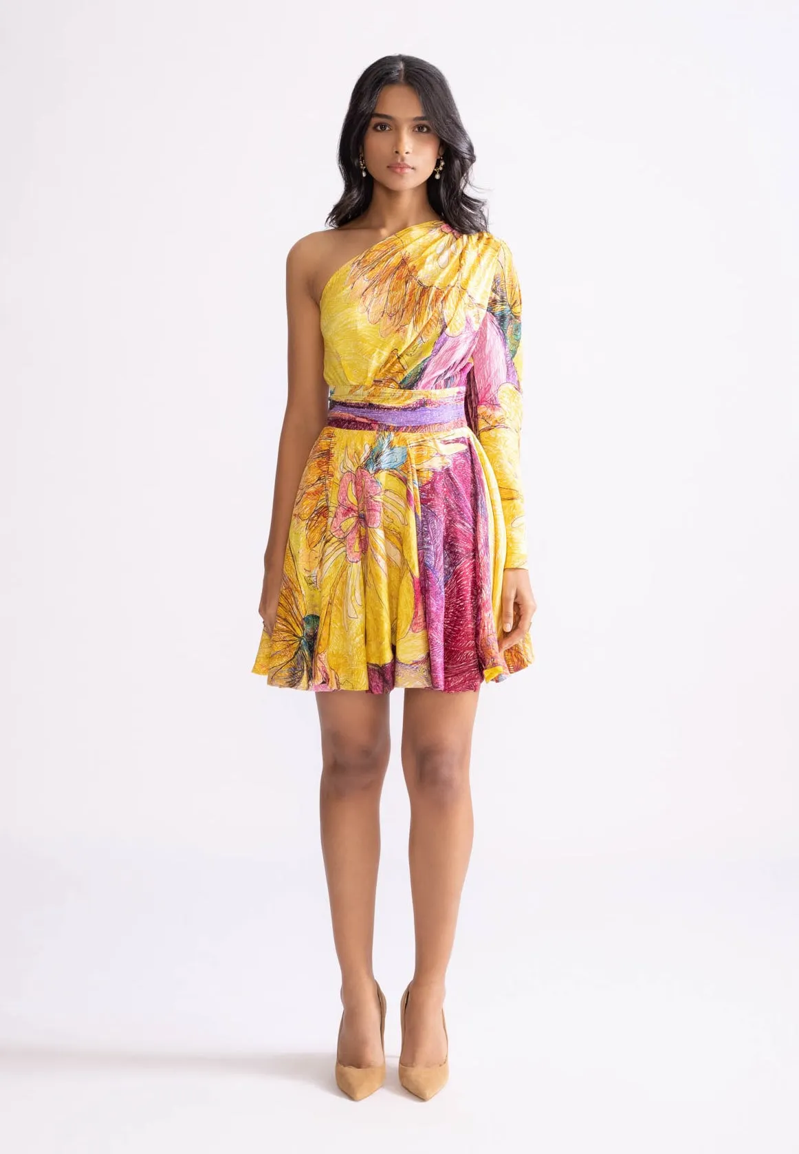 Mischa printed yellow dress