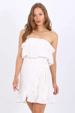 MISS PINKI Isabelle Ruffle dress in white