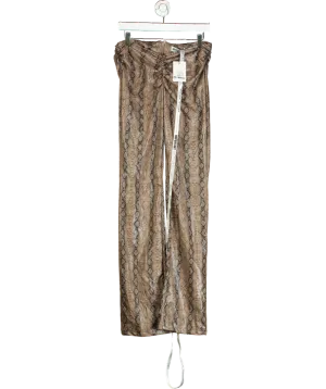 Mistress Rocks Brown Vegan Leather Snakeskin V-front Trousers UK M