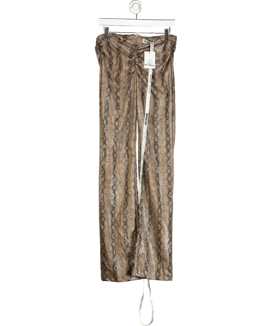 Mistress Rocks Brown Vegan Leather Snakeskin V-front Trousers UK M