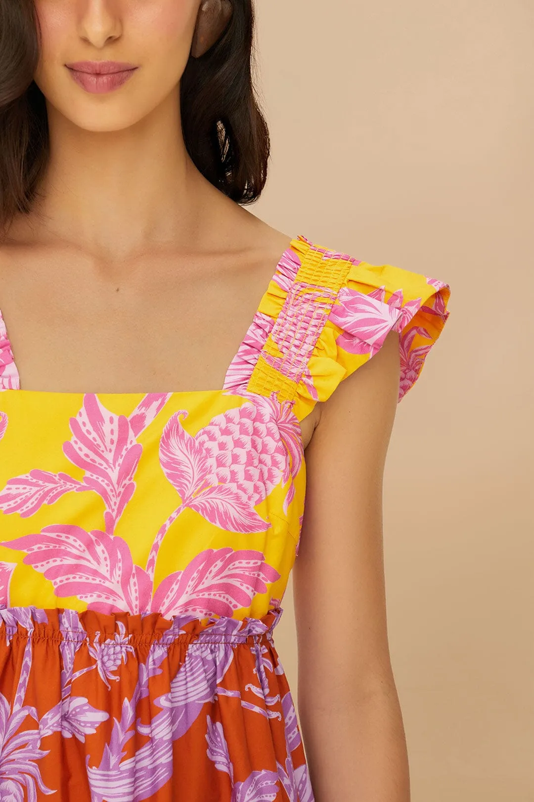 Mixed Tropical Swing Mini Dress