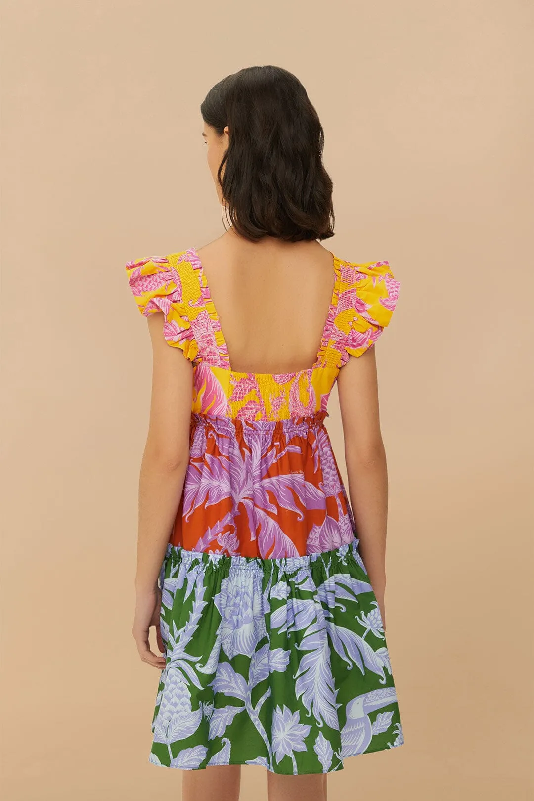 Mixed Tropical Swing Mini Dress