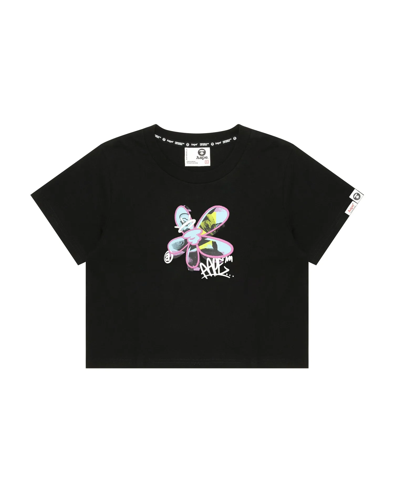 Moonface logo graphic-print cropped tee