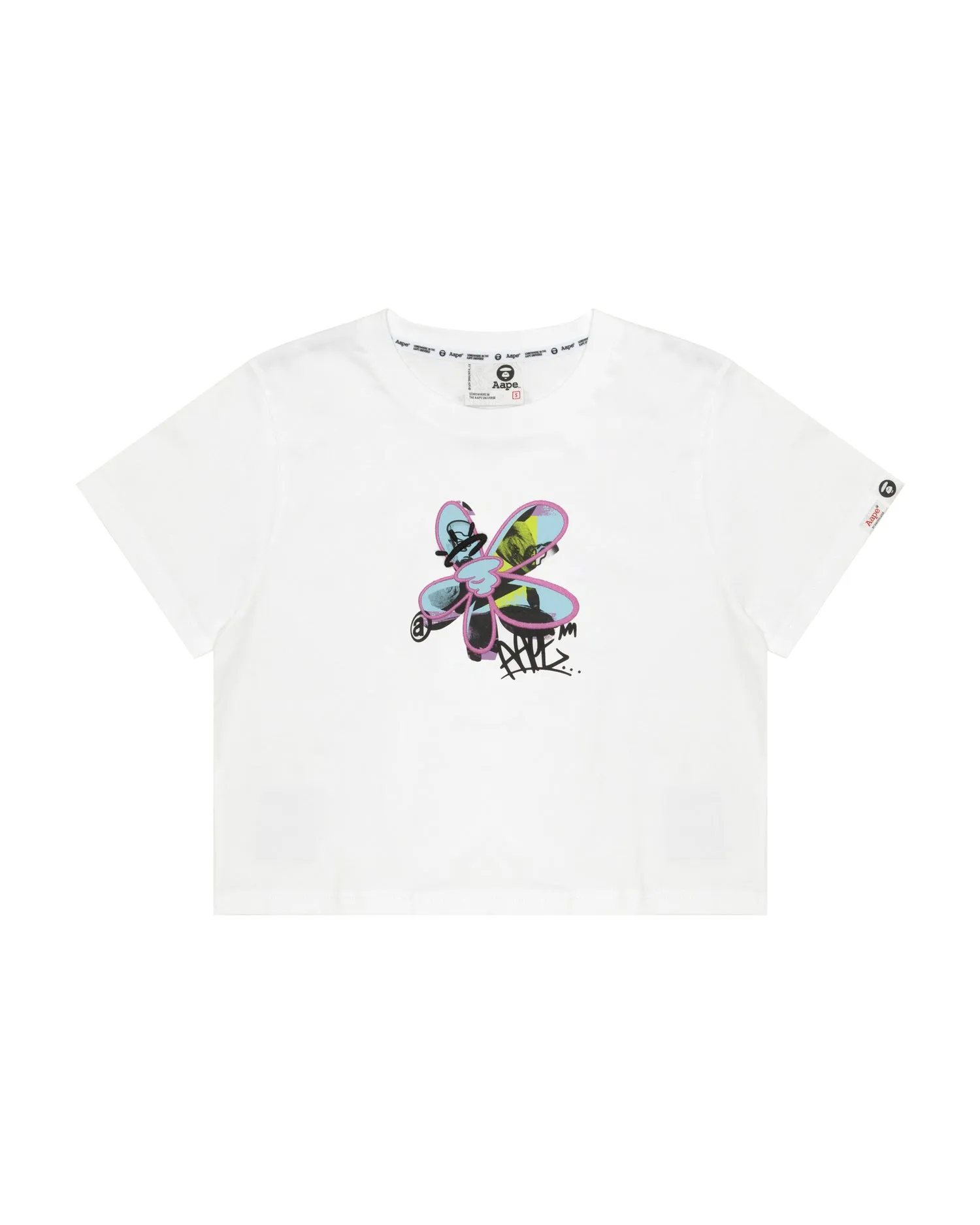 Moonface logo graphic-print cropped tee