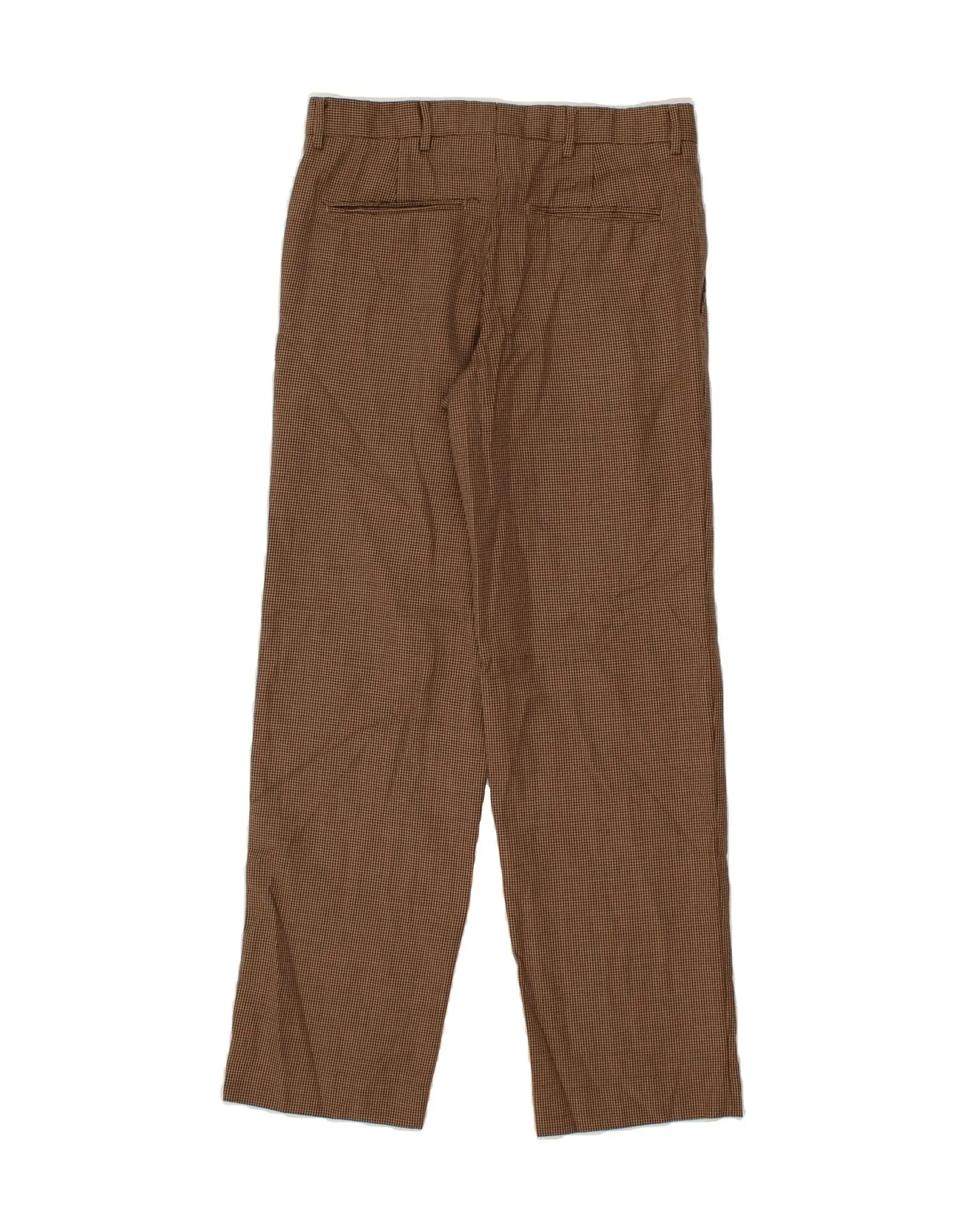MOSSIMO Mens Straight Chino Trousers W30 L30 Brown Houndstooth Wool