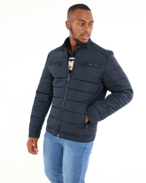 Navy Padded Biker Jacket