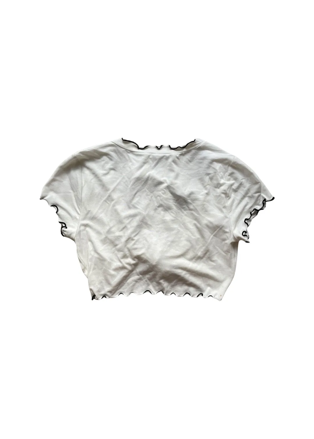 Nia Contrast Thread Crop Top - White