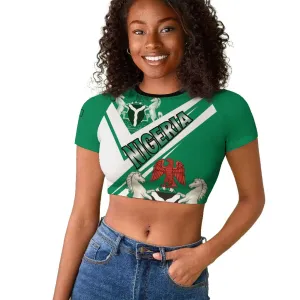 Nigeria Coat Of Arms Sporty Style Raglan Cropped T shirt LT15