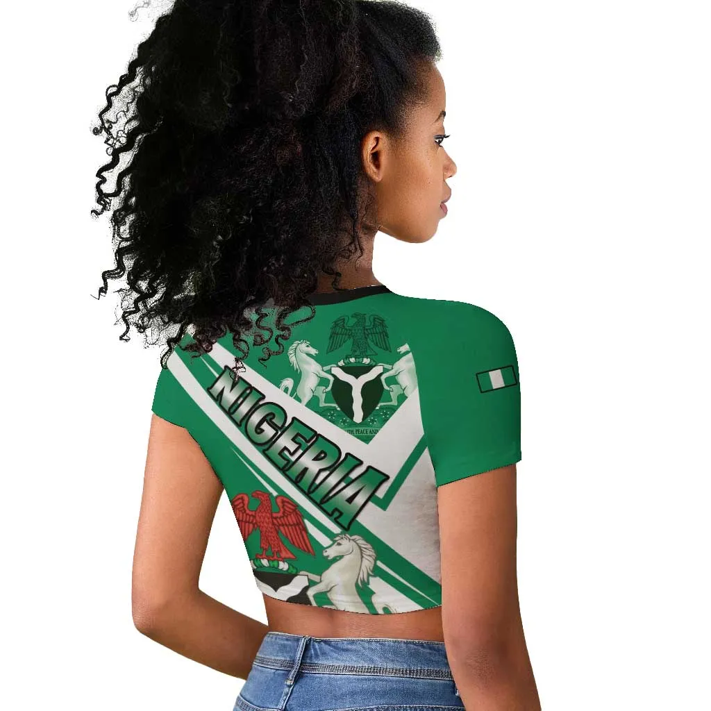 Nigeria Coat Of Arms Sporty Style Raglan Cropped T shirt LT15