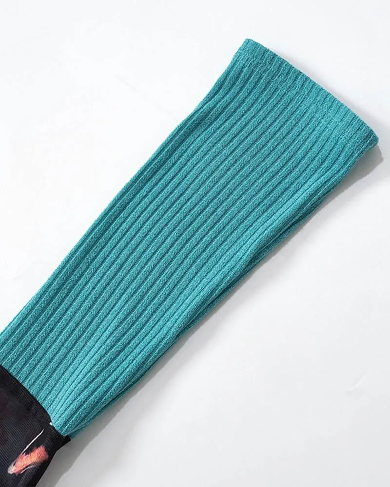 Obsidian Cloudhill Mesh Top with Ribbed Sleeves
