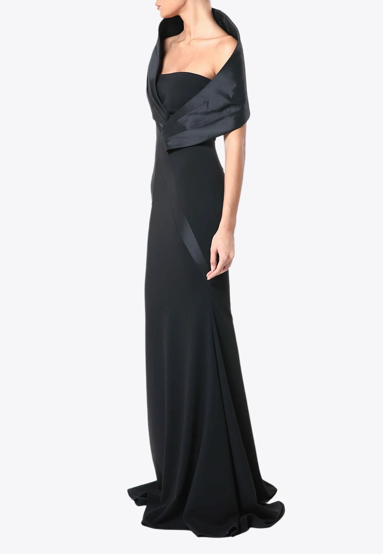 Off-Shoulder Crepe Gown