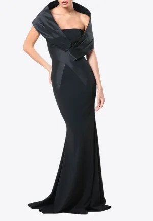 Off-Shoulder Crepe Gown