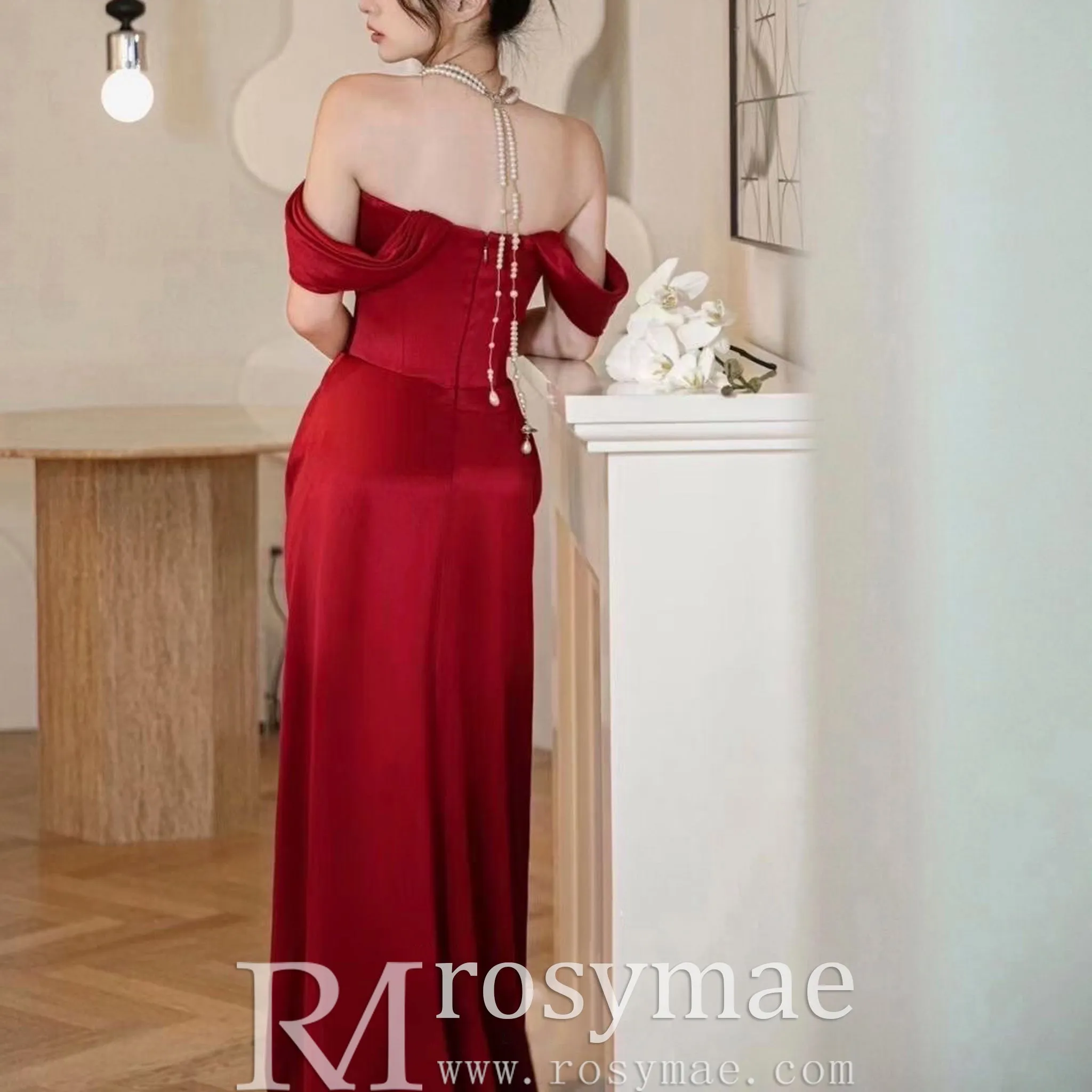Off the Shoulder Slim Fit and Flare Formal Prom Dress