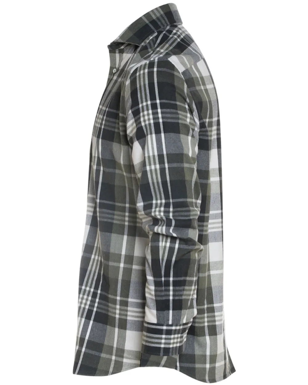 Olive and Panama Flannel Cotton Plaid Sportshirt