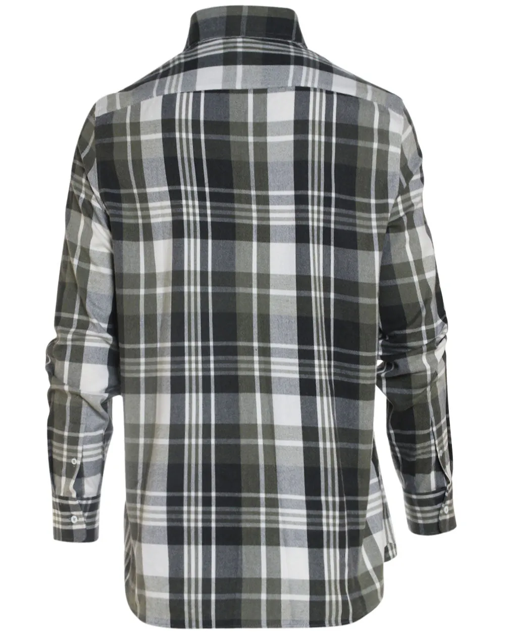 Olive and Panama Flannel Cotton Plaid Sportshirt
