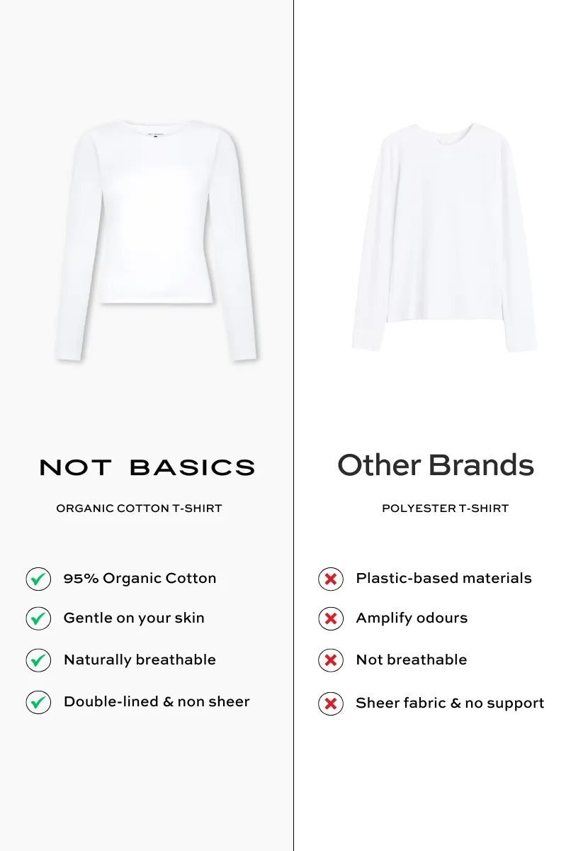 Organic Cotton Crew Long Sleeve T-Shirt, White